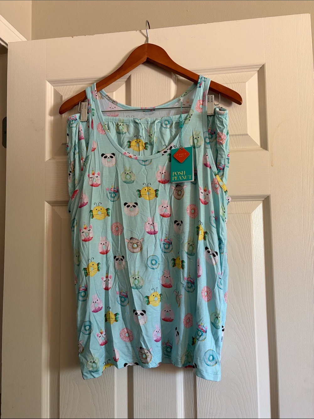 Posh Peanut Mint Animal & Donut Print Tank